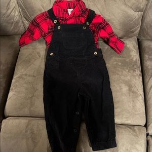 Carter's  Plaid Shirt & Overalls in Red/Black